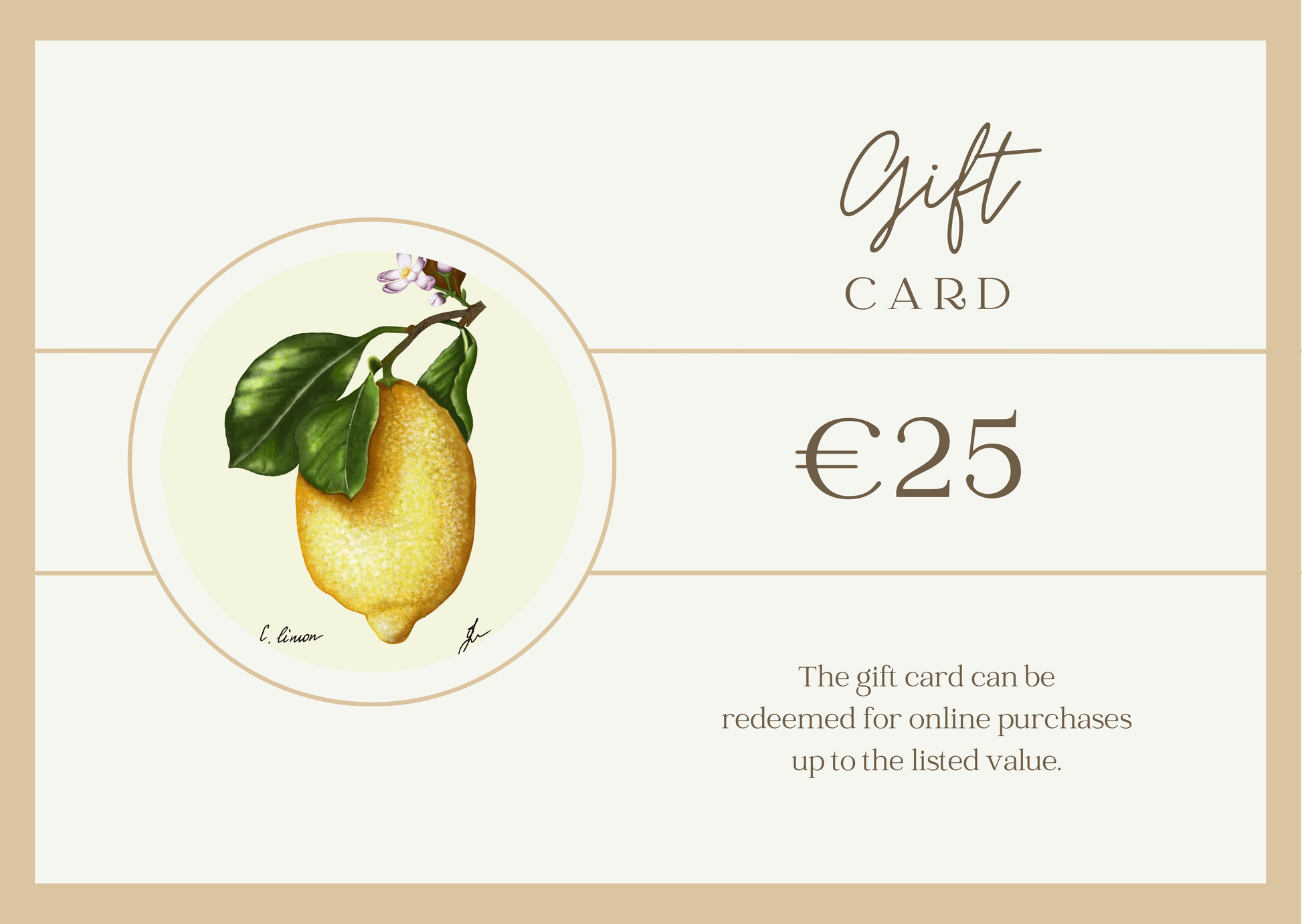 €25 Gift Card: Discover nature's elegance with Fiurdelin.com. Unlock access to stunning botanical illustrations and rare butterfly prints. Perfect for acquiring a small yet exquisite piece of natural history art or a unique accessory featuring delicate florals.