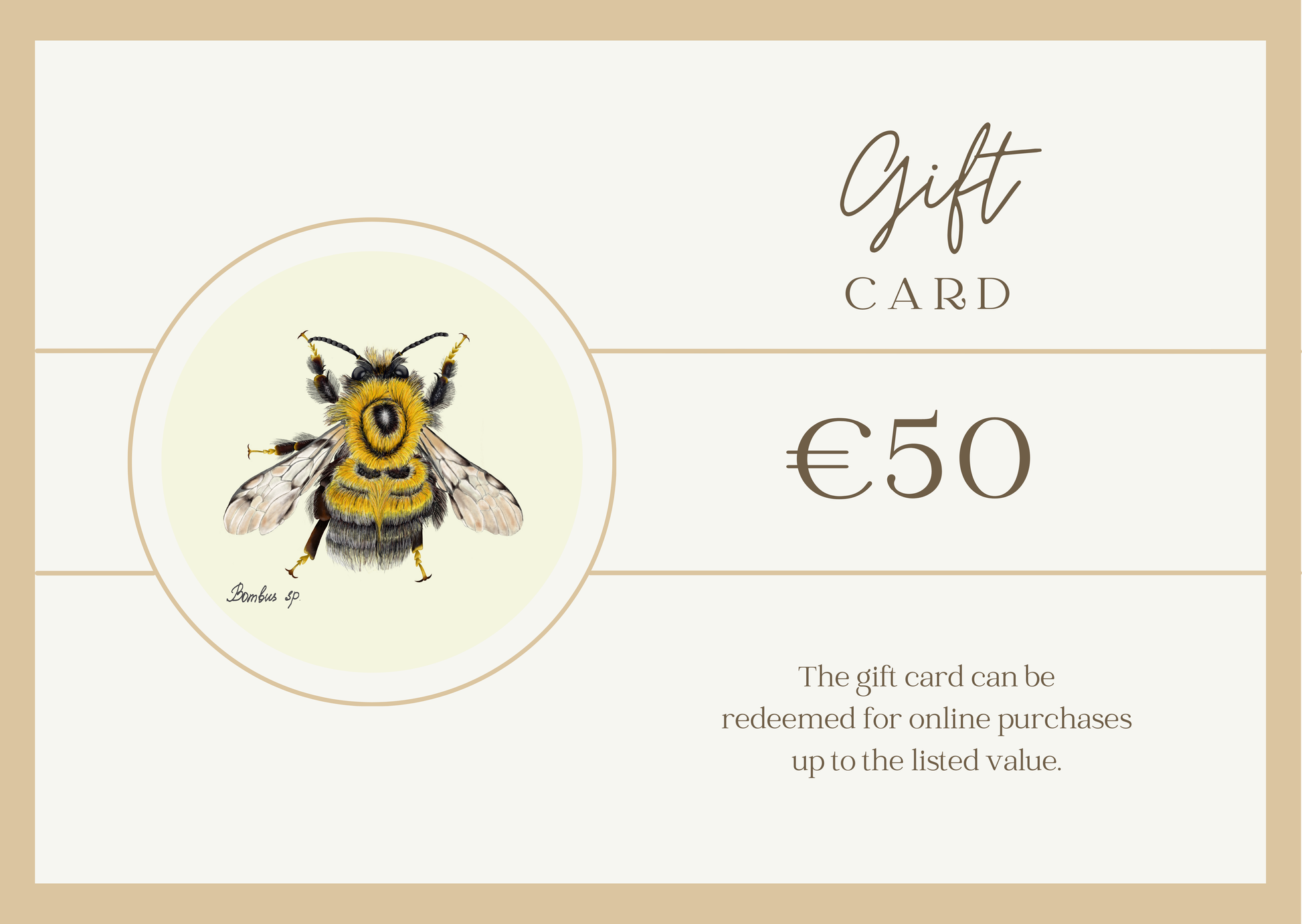 €50 Gift Card: Curate your personal natural history collection from Fiurdelin.com. Enables purchase of premium botanical wall art, mesmerizing butterfly prints, or lifestyle accessories showcasing nature's sophisticated artistry. Ideal for entomology lovers and art enthusiasts.