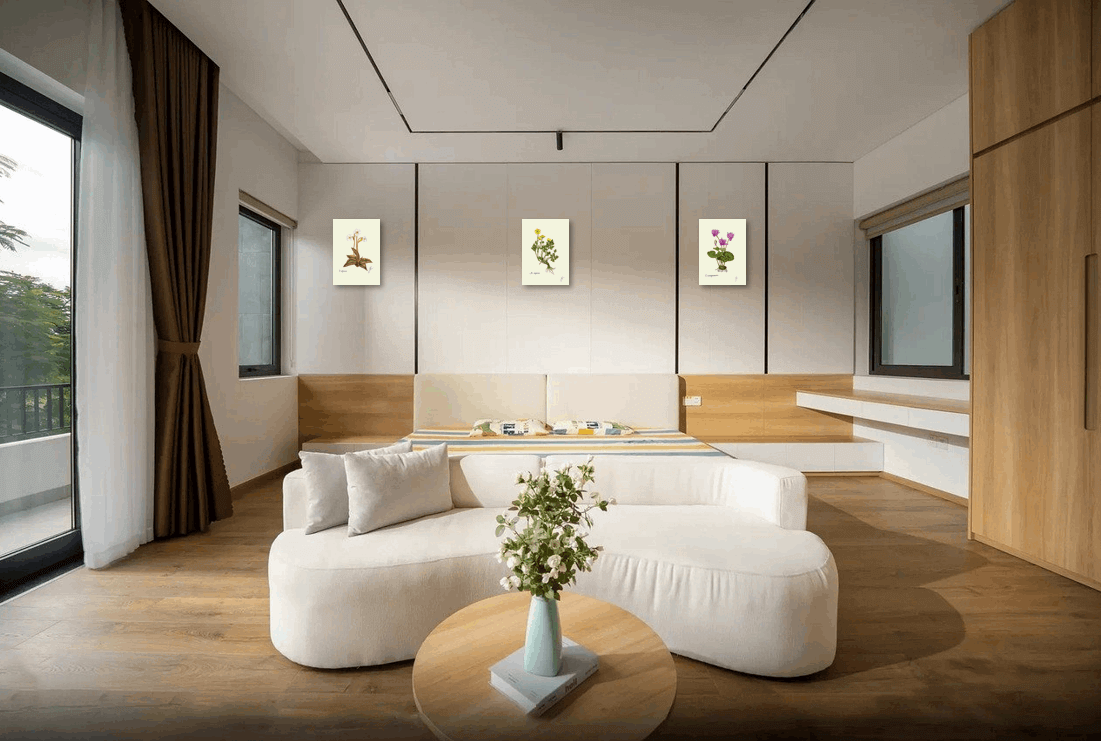 Alpine Perennial Trio - Fine Art on wall of a bedroom