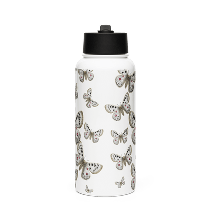 Stainless steel water bottle featuring elegant butterfly design, perfect as a unique gift for any occasion.