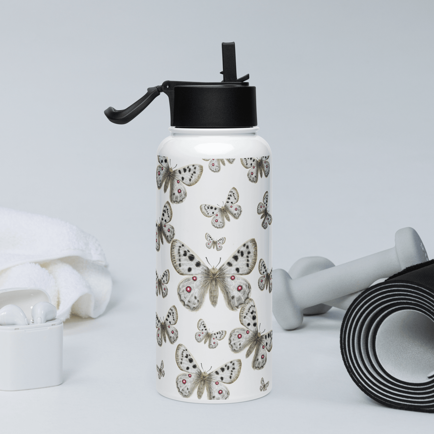 Stylish Apollo stainless water bottle featuring elegant butterfly design, perfect as a memorable gift for any occasion.