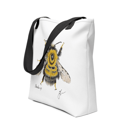 Bumblebee all-over print tote bag with black handles image showing the full design
