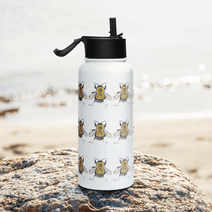 Charming Bumblebee water bottle featuring playful illustrations, perfect for gifts and nature lovers.