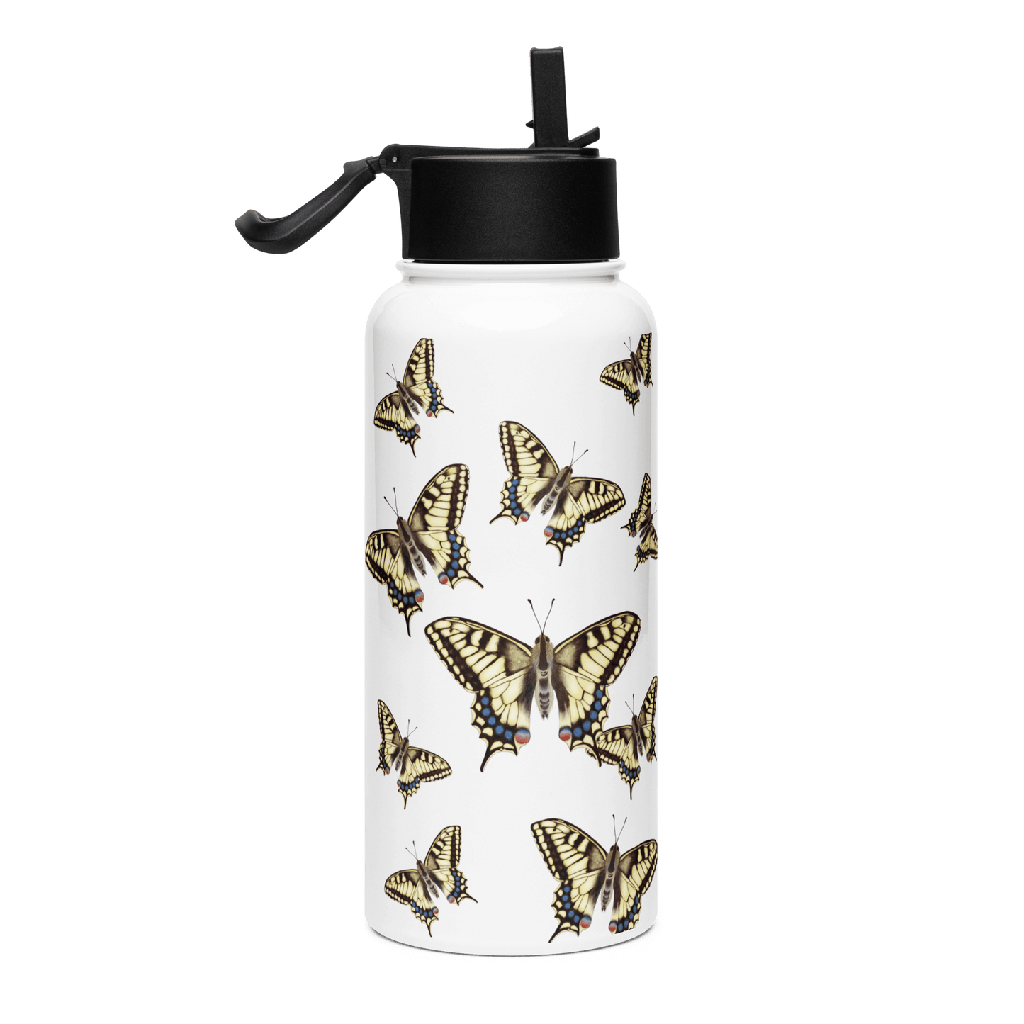 Stunning personalized butterfly design 950 ml stainless steel water bottle, perfect gift for nature lovers and fitness enthusiasts.