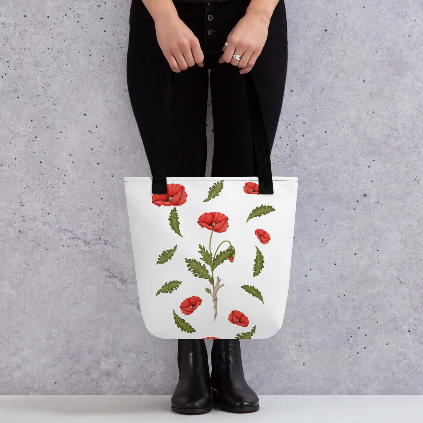 Poppy Fields Forever Canvas Tote | Timeless Botanical Gift Bag for Her