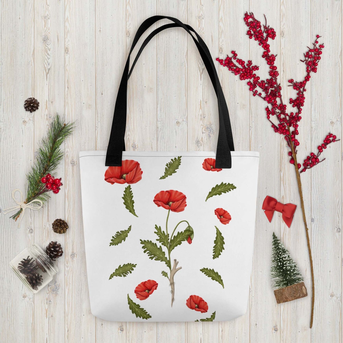 Poppy Fields Forever Canvas Tote | Timeless Botanical Gift Bag for Her