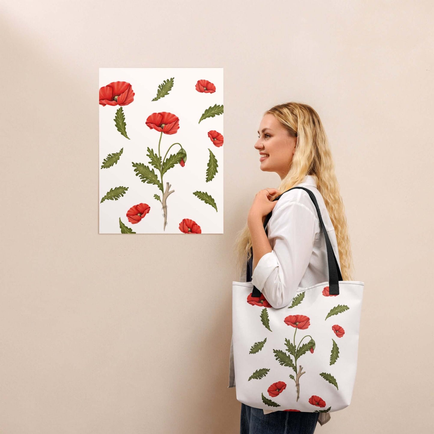 Poppy Fields Forever Canvas Tote | Timeless Botanical Gift Bag for Her