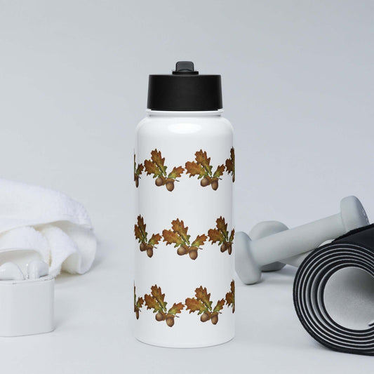 Oak Woodland 950 ml insulated tumbler with Quercus leaf design, perfect for gym and outdoor hydration.