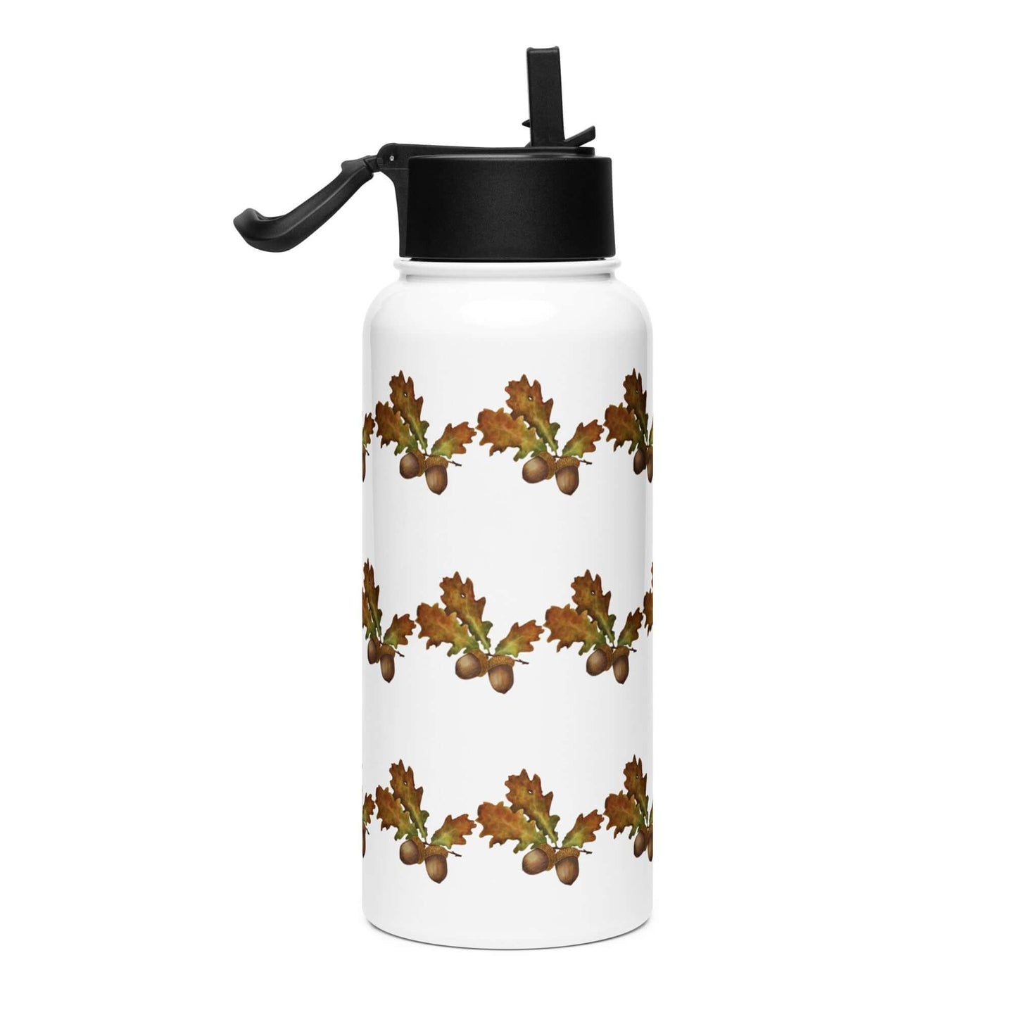 Oak woodland insulated tumbler with Quercus leaf and acorn design, perfect for gifts and hydration on the go.