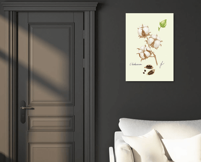 cotton art print on dark wall