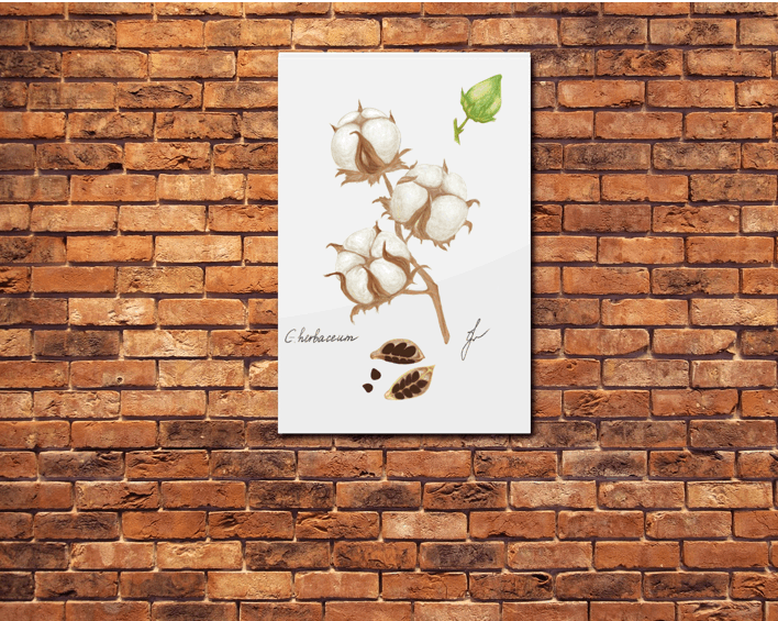 cotton metal poster on brick wall