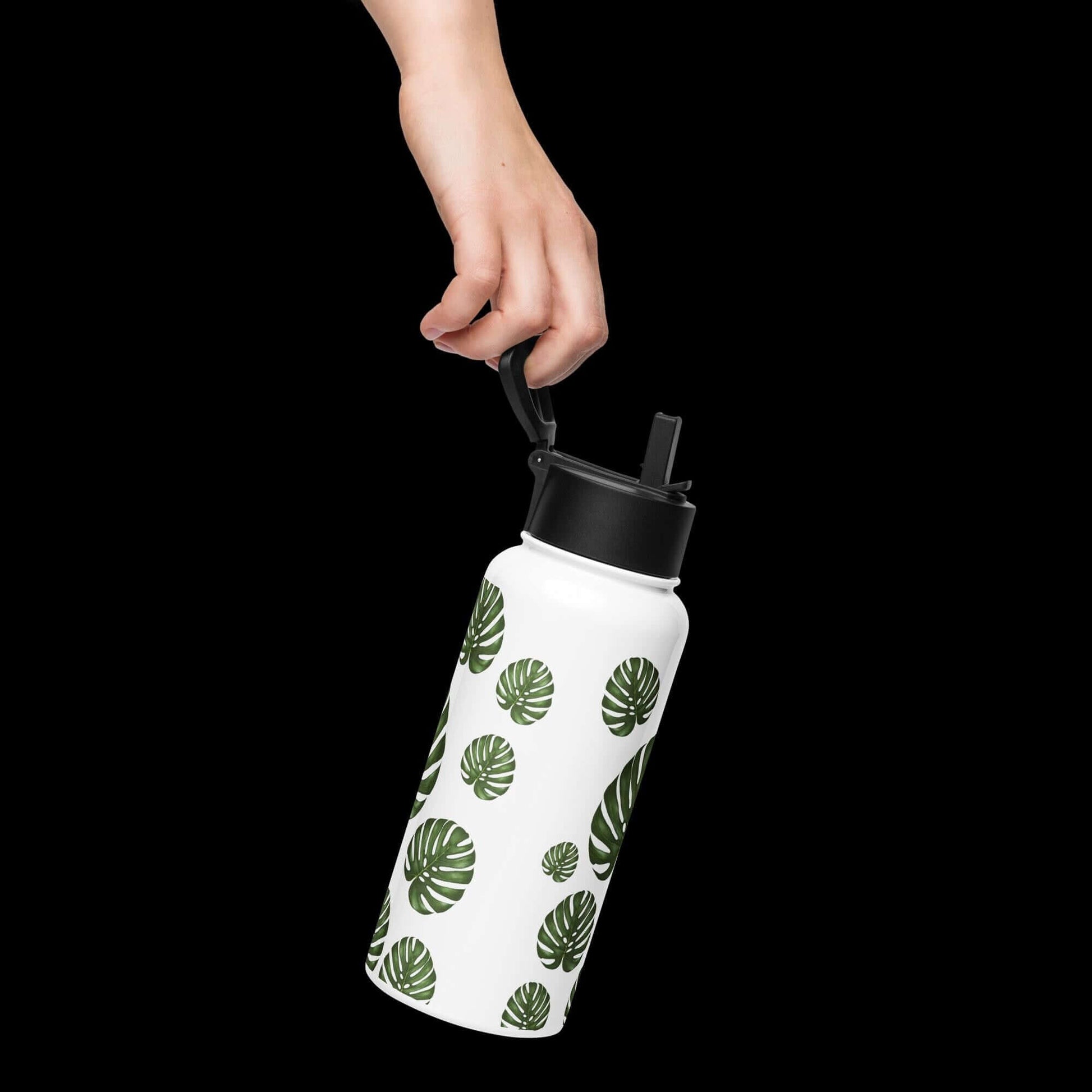 Held by one hand: Comfortable grip of the monstera water bottle, easy to carry anywhere.