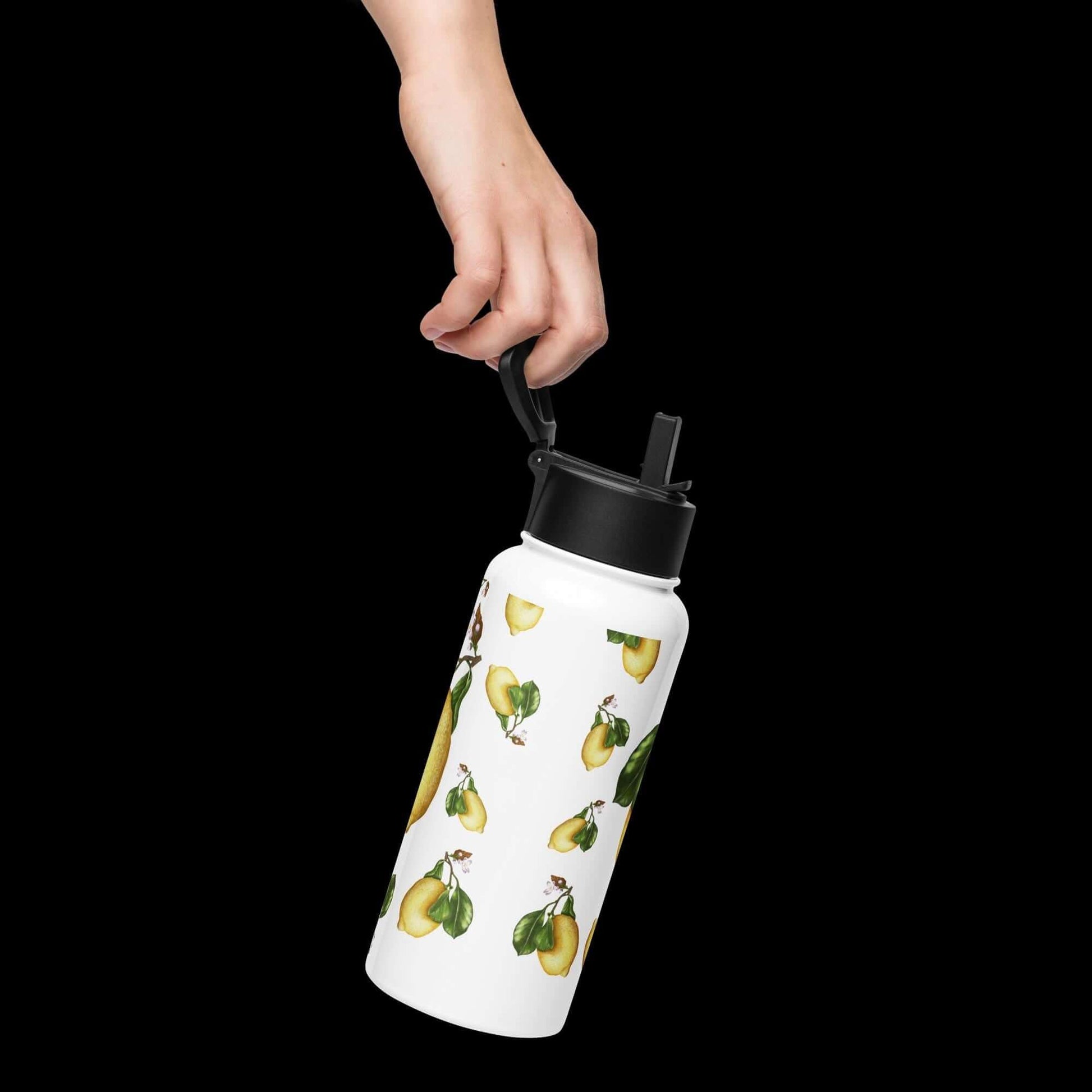 Held by one hand: Easy-to-hold lemon water bottle, perfect for on-the-go hydration.