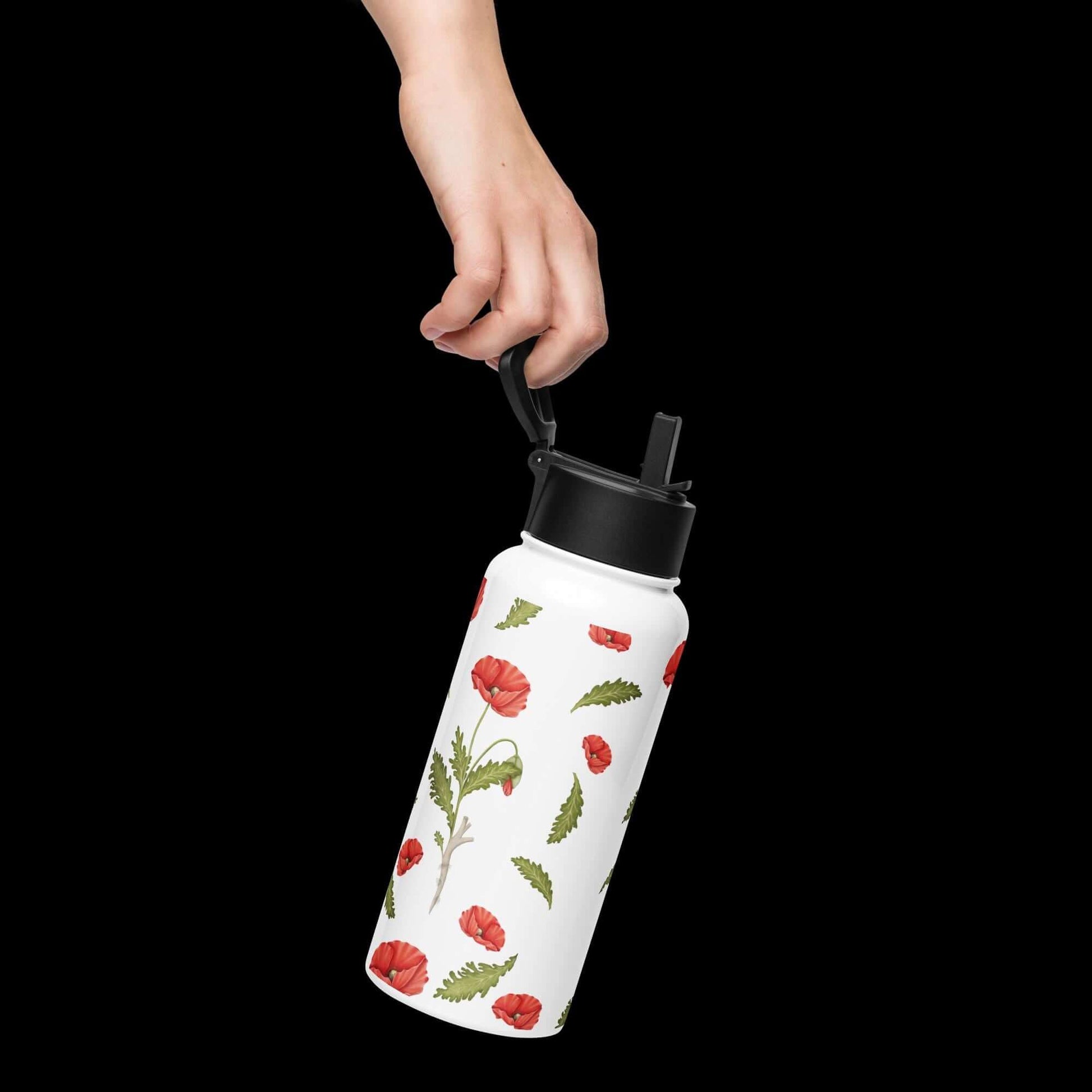 Held by one hand: Comfortable grip of the poppy water bottle, easy to carry anywhere.