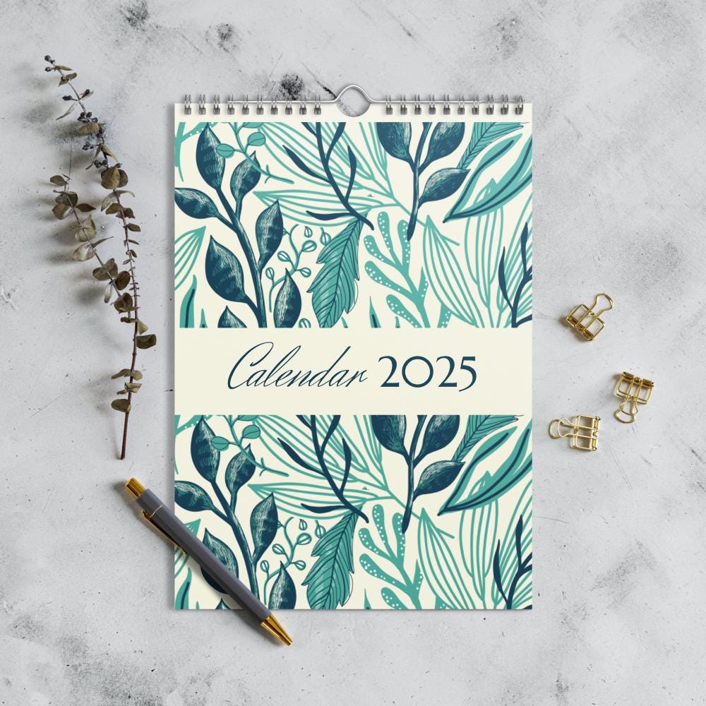 Wall Calendar 2025 - hand drawn flowers one per month - cover - cottagecore style